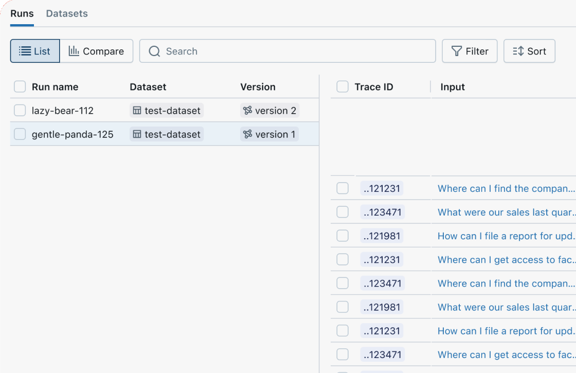 Test new agent versions screenshot