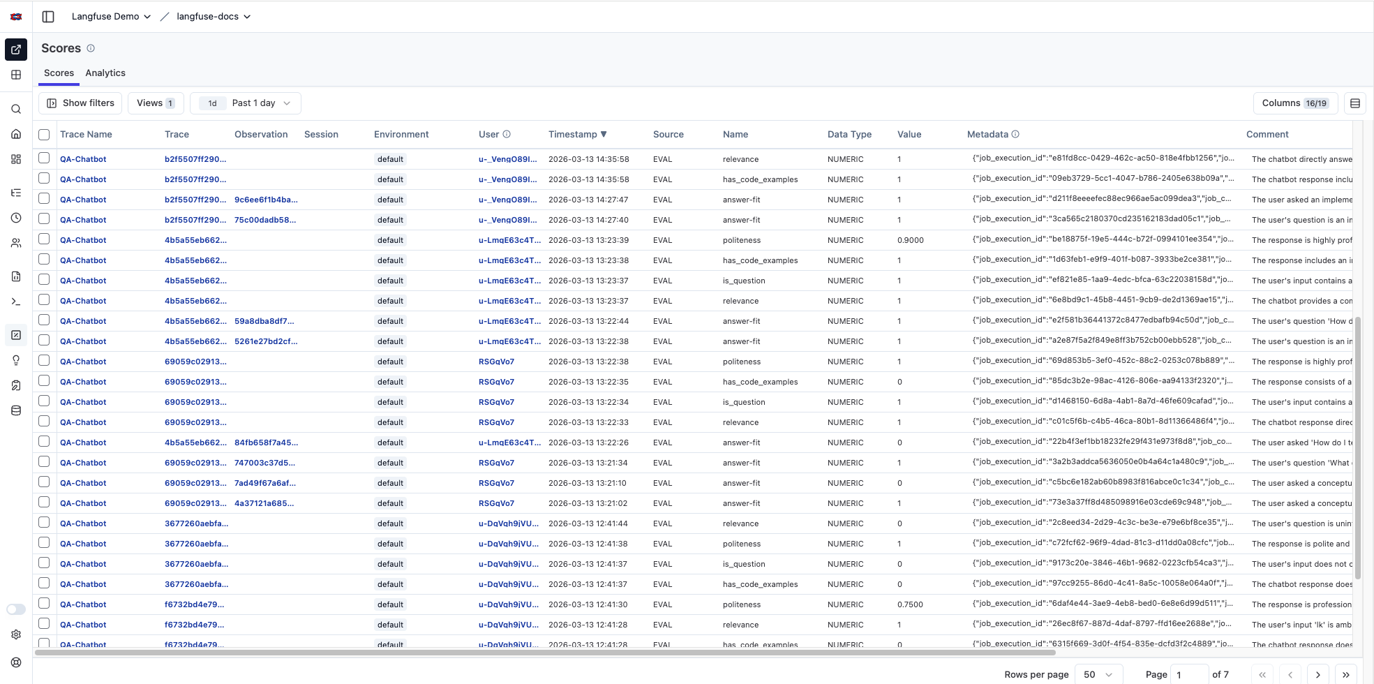 Langfuse evaluation UI showing basic scoring and annotation