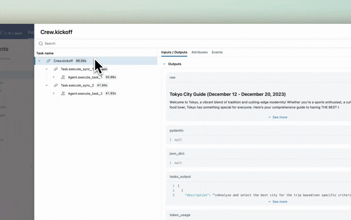 CrewAI Tracing via autolog