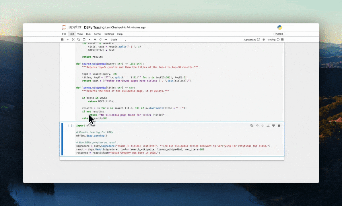 DSPy Tracing via autolog