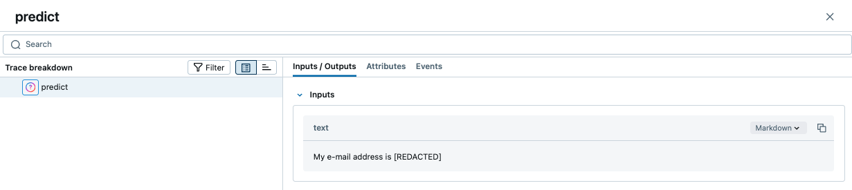 Redacting e-mail address from trace