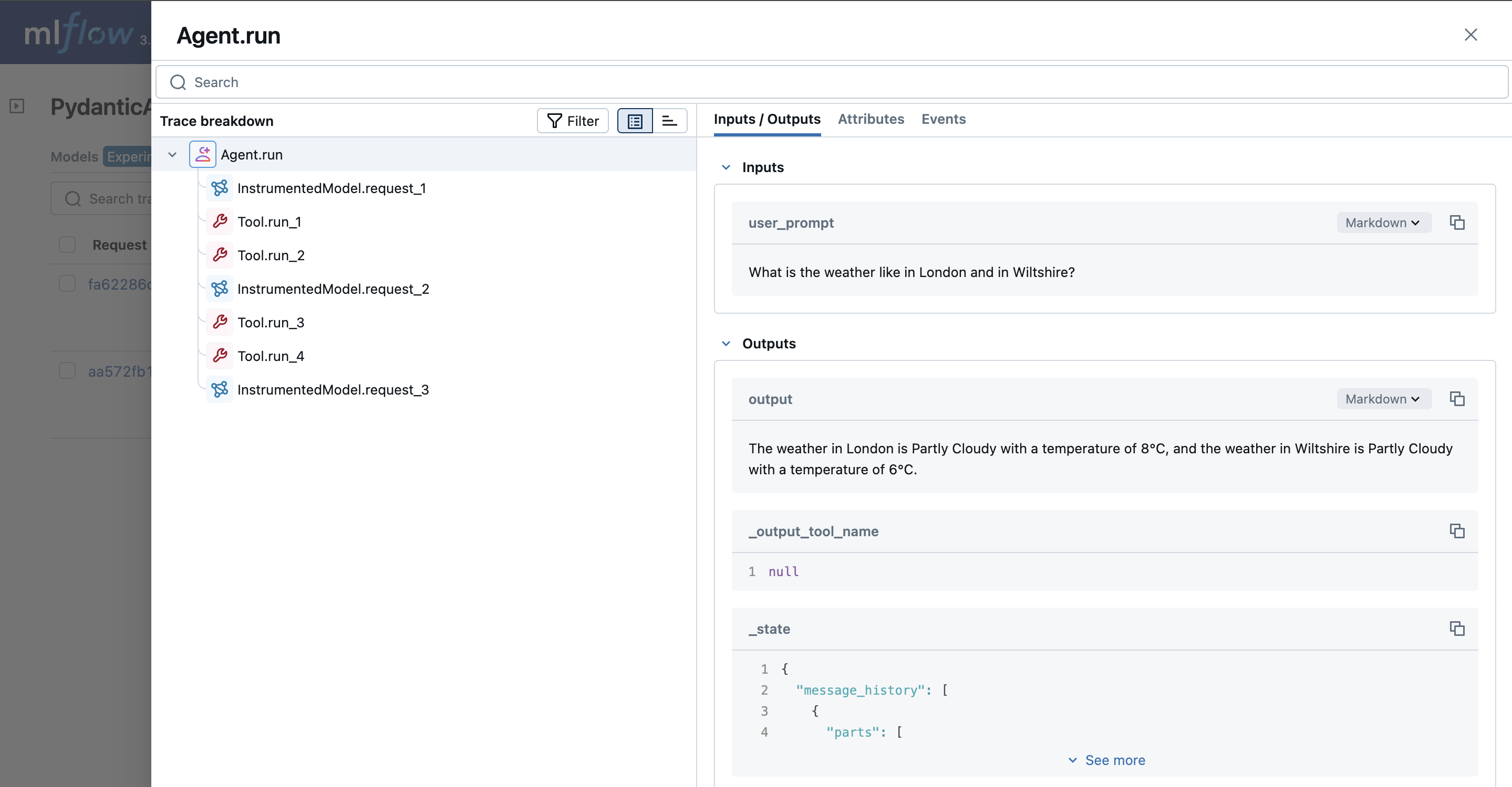 PydanticAI Tracing via autolog