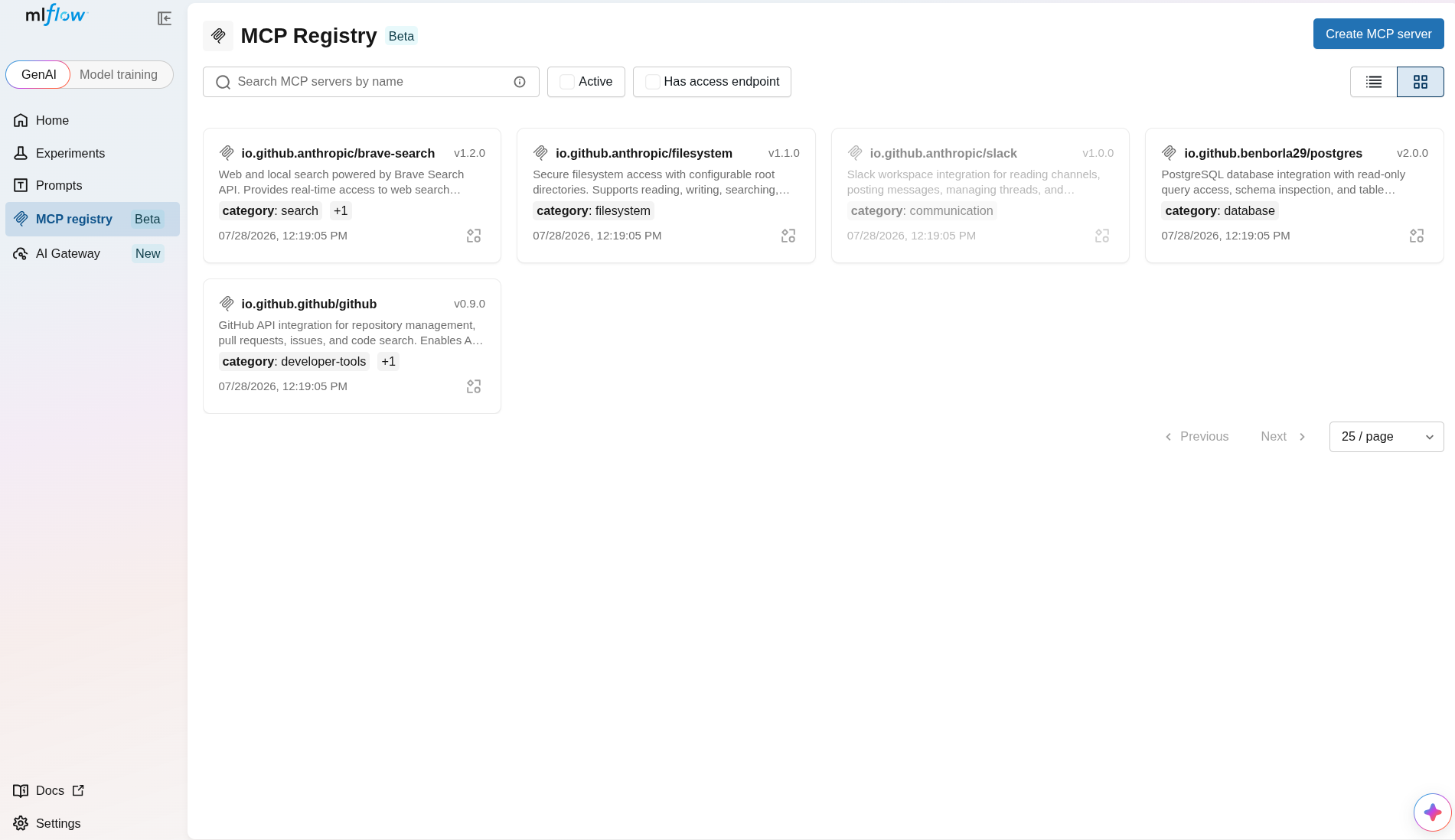 MCP Registry Server List