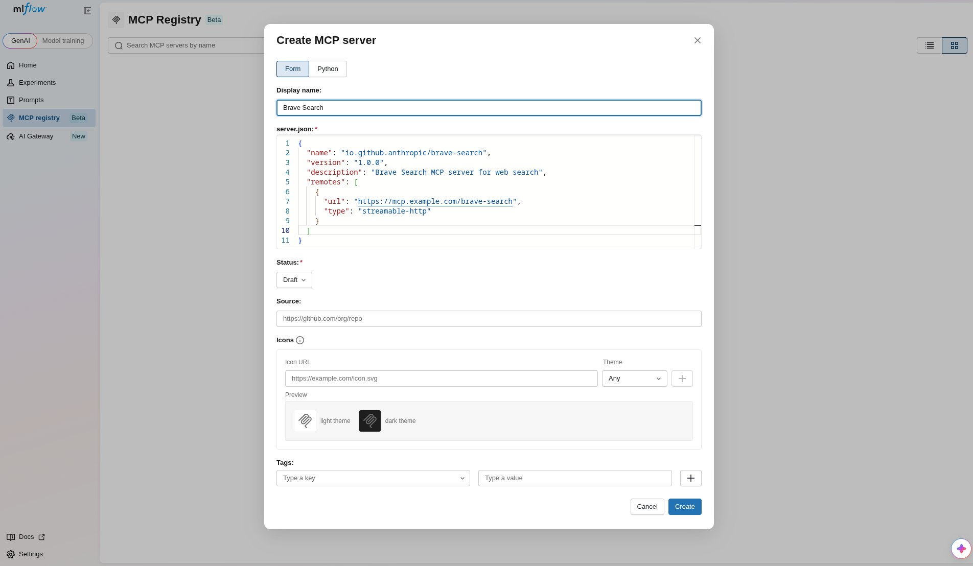 Create MCP Server UI