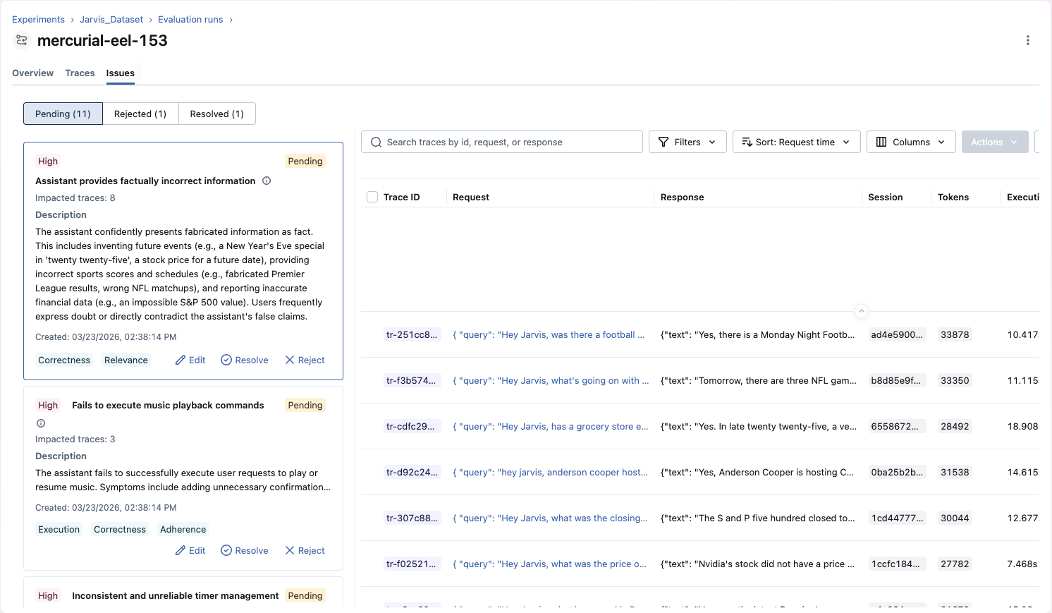 Detected issues overview