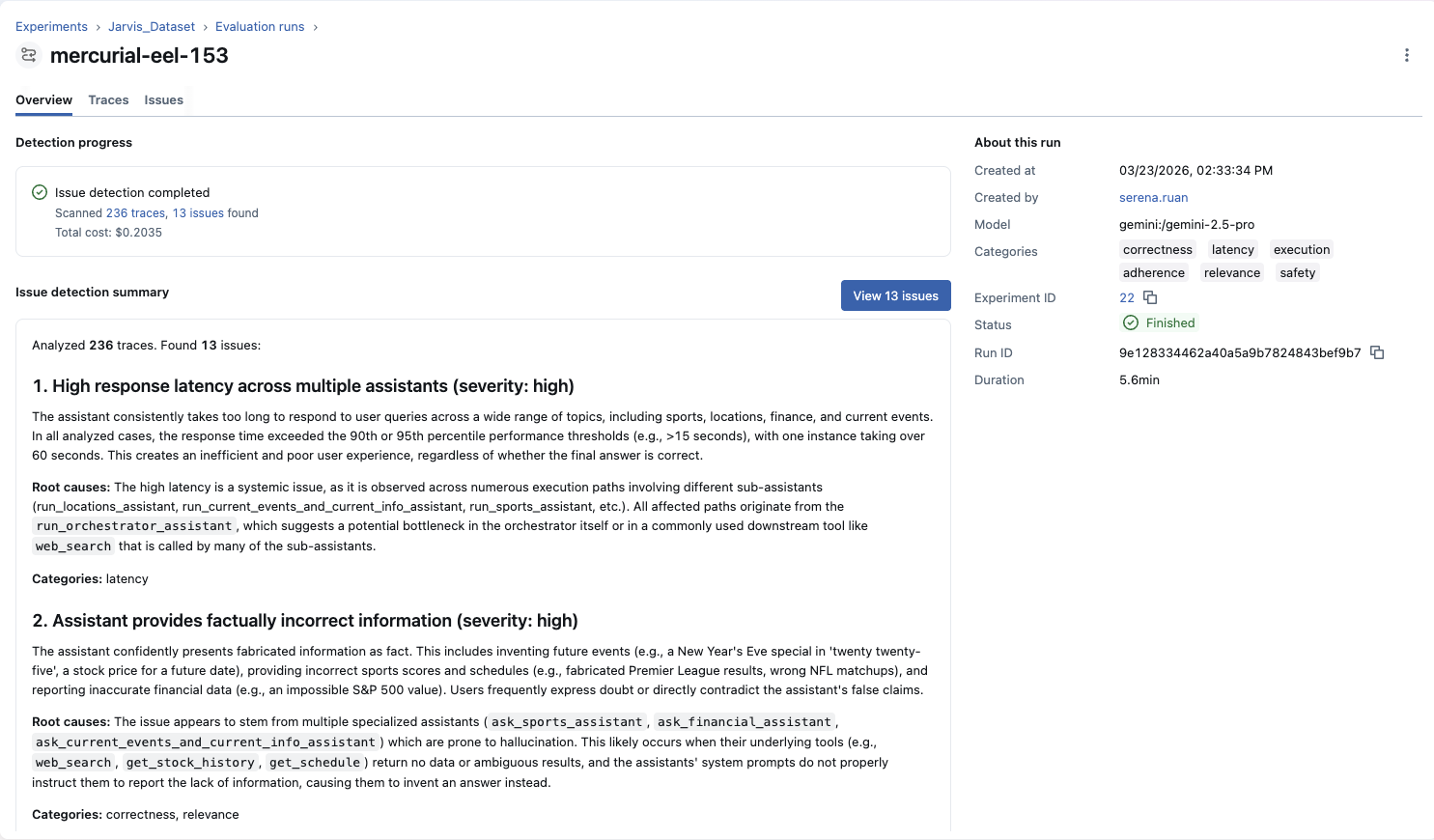 Detection complete with summary