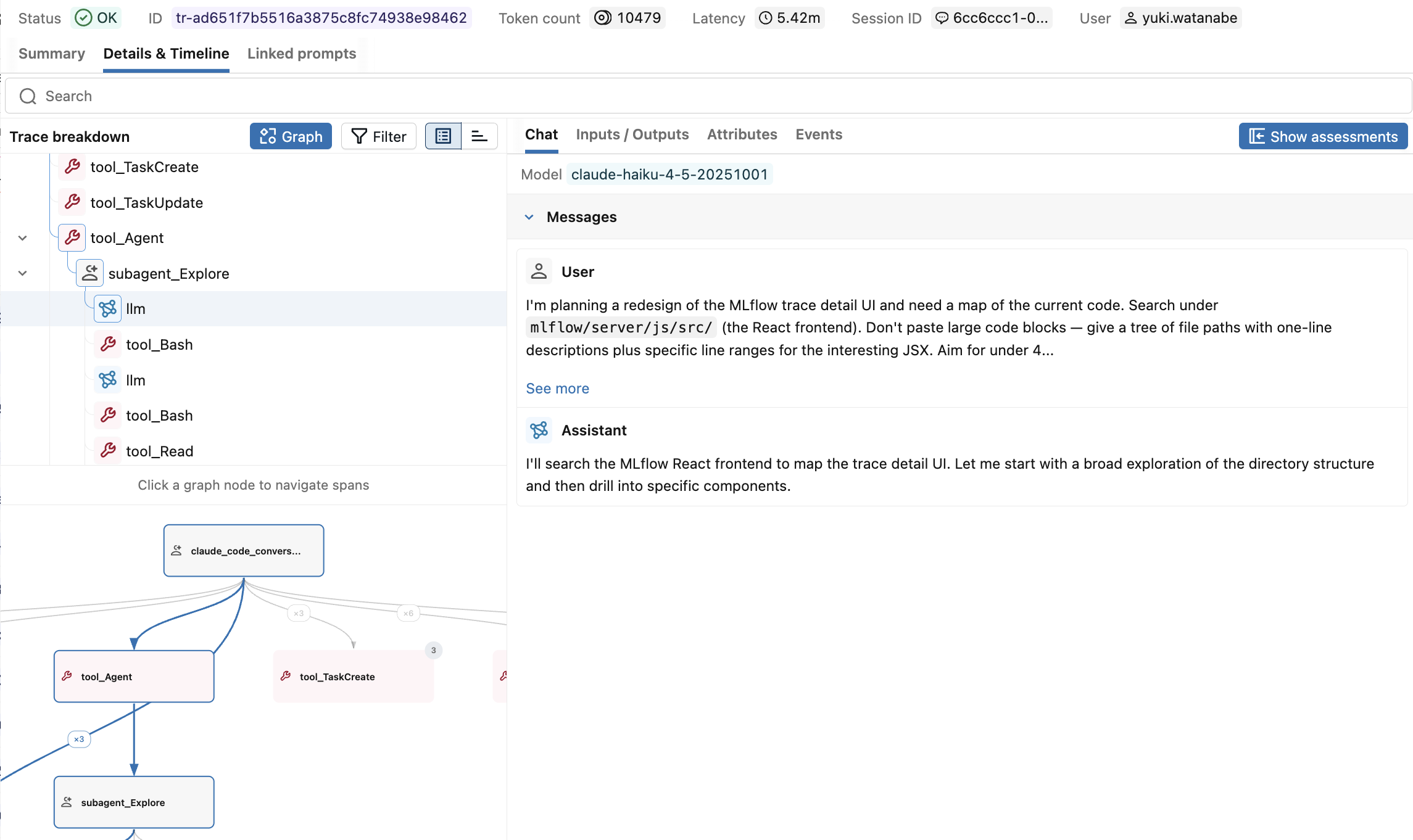 Claude Code Trace in MLflow UI